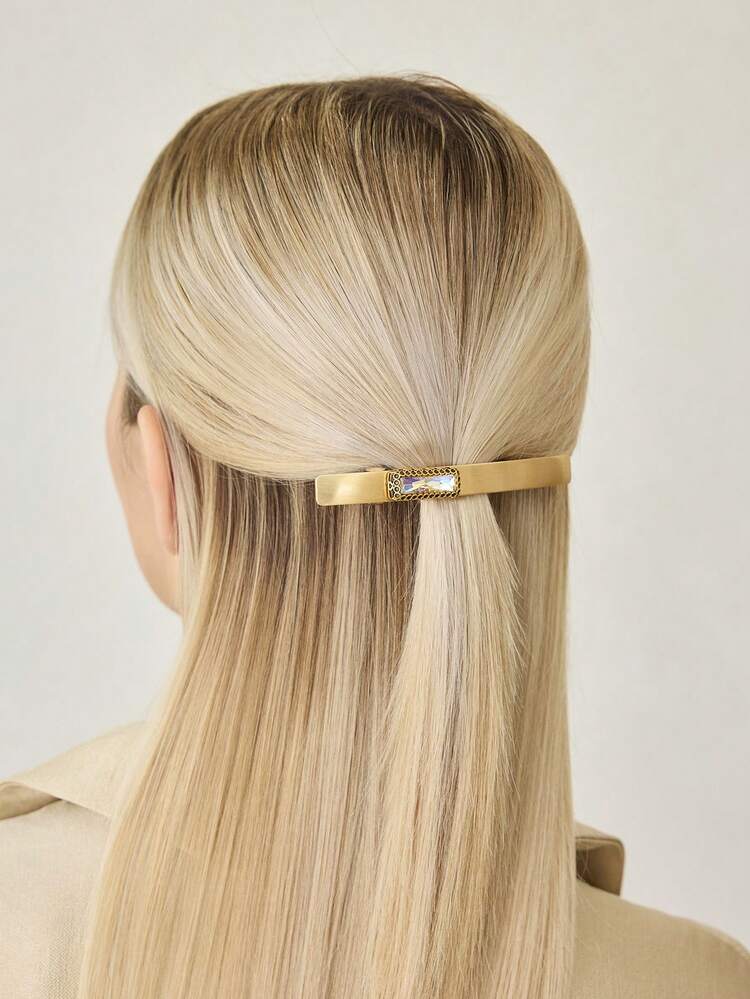 SLENDER RECTANGULAR GLASS HAIRPIN, CASUAL CLAW HAIR CLAW