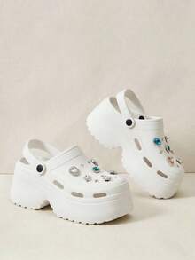 Cuccoo Women's Fashion Removable Rhinestone Perforated Sandals Spring Shoes Spring Break Easter For Casual Beach Style For Christmas Summer - White - View 2