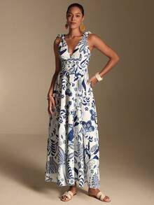 Swim Oasis Women's Retro Printed Dress - Blue - View 3