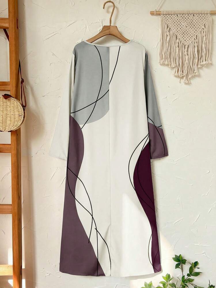 Plus Size Casual Contrast Color Block Faux 2-In-1 Dress Fall Clothes Women Spring Outfit Summer Dress  Summer Outfits Summer Clothes Spring Dress Spring Outfit Women Spring Clothing Floral Dress Floral Dresses For Women Beach Vacation Outfits For Women Vacation Dress Bohemian