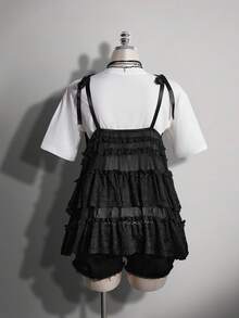 SHEIN ICON 大码女士性感黑色蕾丝衬衫 - 黑色 - 查看 2