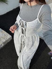 K-Vae 女士休闲系带长款吊带背心 - 白色 - 查看 1