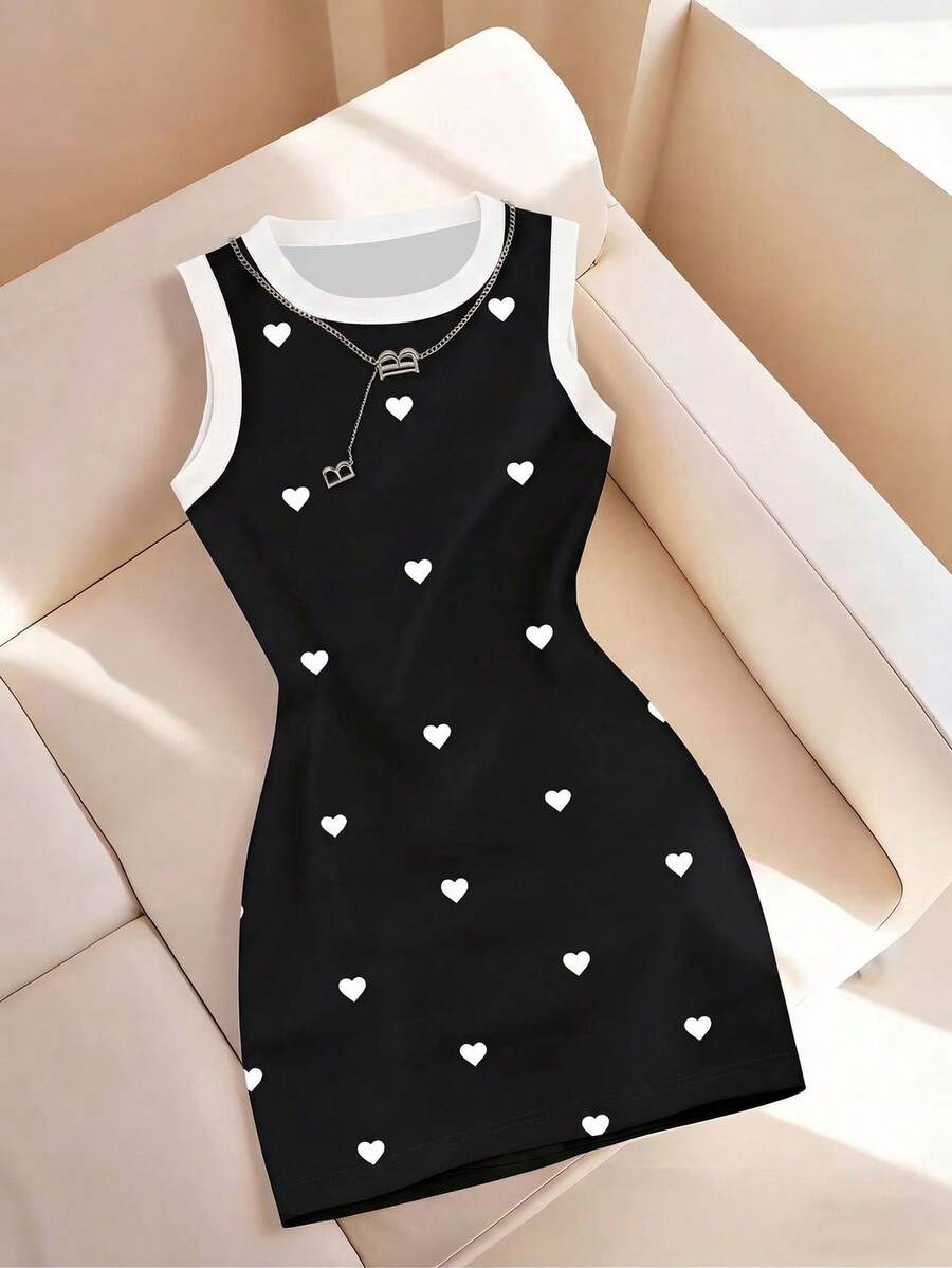 Resyla Women's Spring/Summer New Arrival Striped Print Round Neck Fitted Camisole Dress - Multicolor - View 1