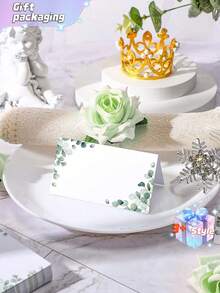 SHEIN 40 chiếc - Thẻ tên màu nước cho tiệc cưới Thẻ tên chỗ ngồi có mái che Thẻ để bàn trống có thể in Thẻ tên gấp cho tiệc cưới, 3,5 X 4 inch (mới), Vật dụng cho tiệc ngày lễ tình nhân - màu xanh lá - Xem 3