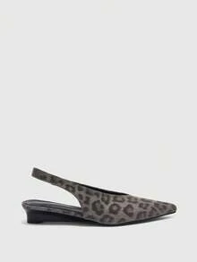 CUCCOO BIZCHIC Pointed Leopard Print Gray Wedge Heel Women's Shoes Spring Shoes - Leopard print gray - View 2
