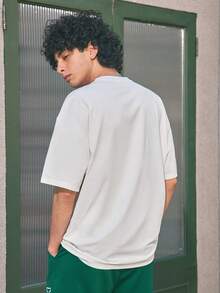 Open Phase Men's Oversized Casual Versatile Simple Fashion Printed Short Sleeve T-Shirt, Spring/Summer , Retro American, Unisex, Relaxed Fit Summer Outfits – Suitable For Everyday Wear And Summer Holiday Outfits. - White - View 2