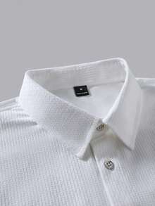 Manfinity CasualCool 男士时尚商务休闲夏季舒适翻领衬衫，百搭款式，适合丈夫穿着 - 白色 - 查看 4