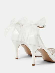 CUCCOO HITCHD 尖头蕾丝蝴蝶结高跟鞋 婚礼派对 优雅透气 女士高跟鞋 - 白色 - 查看 13
