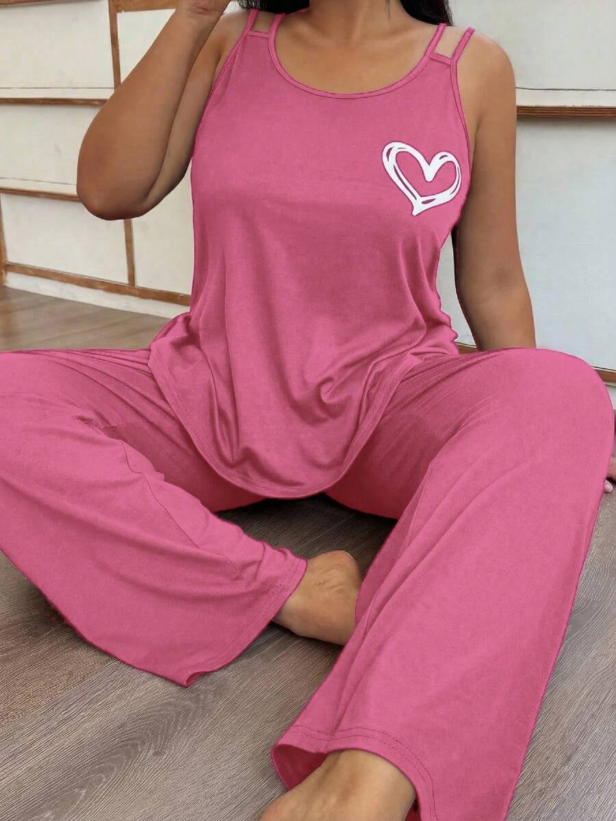 Napfluff CURVE Napfluff CURVE 柔软亲肤吊带休闲睡衣套装 - 玫紅色 - 查看 1