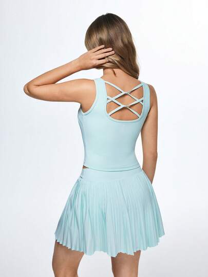 Eassivo Áo tập yoga nữ chất lượng cao, thiết kế không tay kiểu racerback, áo ôm sát thích hợp cho yoga và thể dục.