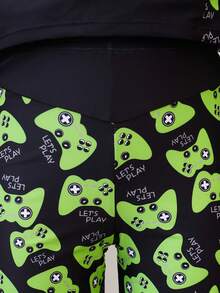 SHEIN Đồ bơi thường ngày in họa tiết cổ tròn dài tay cho bé trai tuổi mới lớn - màu đen - Xem 5