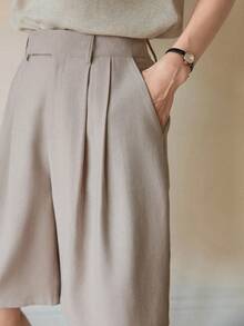 Dazy-Less 春夏时尚商务休闲宽松百慕大短裤 - 卡其色 - 查看 7