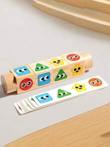 1 peça de blocos de montar giratórios com estampa de desenho animado para crianças, jogo educativo de reconhecimento de cores para bebês a partir de 0 meses, brinquedo de madeira. - Multicolorido - Ver 9