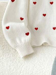 SHEIN Frenchy Women's Casual Elegant Knitted Cardigan, Suitable For Valentine's Day, Heart Embroidery - Multicolor - View 3