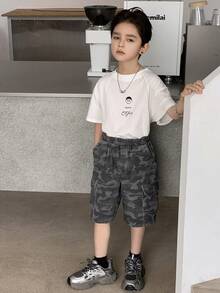 DAZY Tween Boy Elastic Waist Cargo Pocket Camouflage Shorts - Grey - View 6