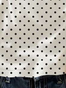 Girls' Black Polka Dot Print Long Tank Top, Versatile Layering Piece Suitable For Summer, All-Match Comfortable Daily Wear, Classic Fit For Girls And Girl - Multicolor - View 3