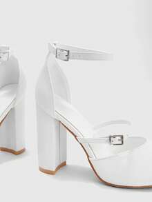 CUCCOO BIZCHIC Tacones altos con decoración de rhinestones, elegante atuendo de oficina y uso diario, estilo vintage, adecuado para primavera, vacaciones de primavera, Pascua y Navidad - Blanco - Ver 5