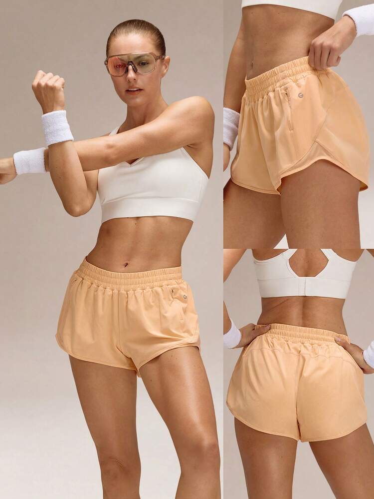 2.5" Stay Cool Quick-Dry Lightweight Zipper Pockets Reflective Strips Low Waist Active Running Shorts With Built-In Deodorant Underwear Jogging Training Gym Workout Wear Valentine's Day