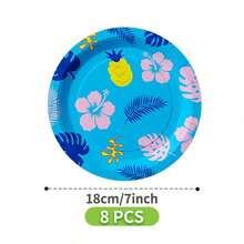 以蓝色背景为主题的夏日岛屿一次性餐盘、餐巾纸和杯子套装，可供8位客人使用。这款一次性派对用品套装（包括餐盘、餐巾纸和杯子）非常适合生日派对、婚礼和家庭野餐。 - 查看 6