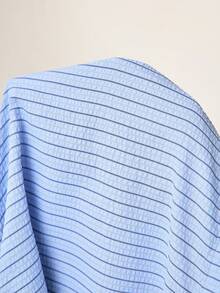 MaterniWear 孕妇条纹印花纽扣前开襟休闲短袖衬衫 - 藍色 - 查看 7