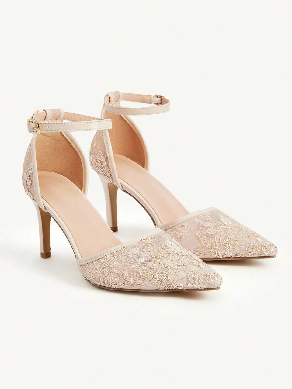 CUCCOO CHICEST Women's Pointed Toe Lace Mesh Slingback High Heel Pumps, Apricot Color, Versatile For Party, Wedding For Christmas Elegant Shoes Wedding Shoes Summer Shoes Bride Shoes