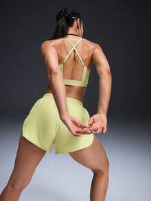 Powerista Women's Casual Sports Solid Color Tank Top & Shorts Set - Limelight Green - View 7