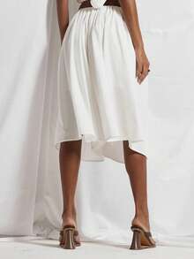 MUSERA 褶皱系带蓬松短裤可爱假日性感夜生活度假春夏优雅阳光垂坠 - 白色 - 查看 4