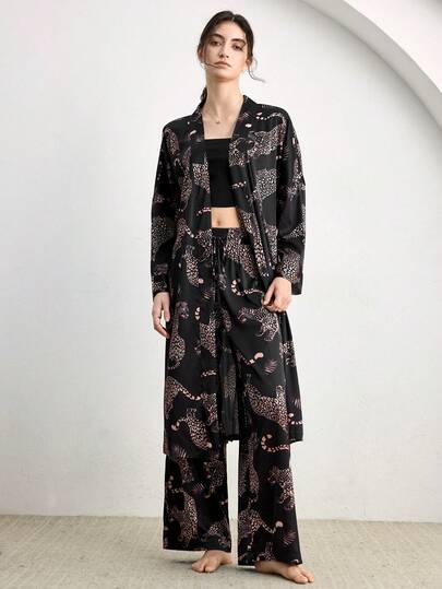 Ocili 缎面睡裤，舒适动物纹家居服下装（女士款）