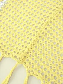 BamGleam Halter Neck Knit See-Through Dress Maxi Women Outfit - Light Yellow - View 5