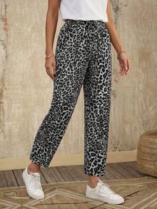 EMERY ROSE 女士豹纹口袋休闲裤 - 彩色 - 查看 3