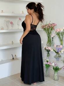 GalTyme Conjunto de 2 piezas de talla grande para mujer con camiseta de encaje floral y falda con dobladillo de cola de sirena sexy - Blanco - Ver 2