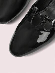 CUCCOO DOLLMOD Ladies Round Toe Patent Leather Black Dating Wear Mary Jane College Style Daily Versatile Afternoon Tea Wear Low Heel High Heel Shoes - Black - View 5