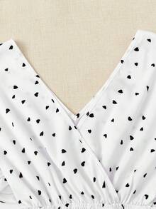 SHEIN Franclia 女士休闲波点印花荷叶边下摆衬衫，夏季 - 白色 - 查看 3