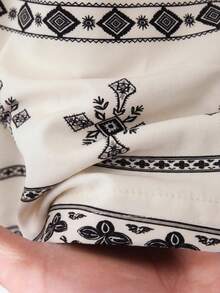 Rusticease 女士几何印花无袖连衣裙，休闲度假风 - 白色 - 查看 6