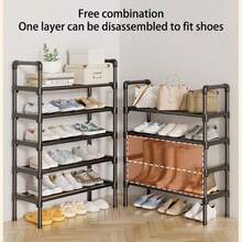3-8 Tiers Shoe Organizer, Simple Metal Shoe Rack, Multifunctional Large-Capacity Storage Rack, Easy To Load And Unload, Save Space, Home Organization Shoes And Boots Storage Sundries, Suitable For Corridors, Closet, Entryway, Garage, Bedroom - Black - View 1