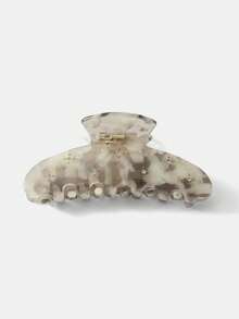 MOTF PREMIUM ACETIC ACID YELLOW MINI CLAW CLIP WITH INLAID GEMS HAIR CLAWS HAIR CLIPS HAIR JAW CLIP HAIR CLAMPS HAIR CLUTCH HAIR CATCHER CLIP - Light Grey - View 3