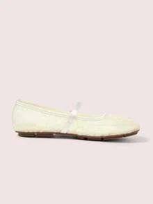 CUCCOO DOLLMOD Sepatu Wanita Modis Ujung Bulat Bordir Bunga Model Mary Jane yang Imut dan Manis - Lili Aprikot - View 3