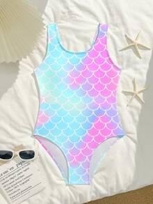 Áo tắm liền thân họa tiết vảy cá nhuộm màu tie-dye dành cho bé gái tuổi teen, thích hợp cho bơi lội, kỳ nghỉ hè và đi biển. - Nhiều màu - Xem 3