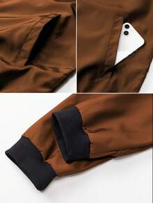 EGENSIO Men's Fashionable Casual Zipper Jacket - Brown - View 5