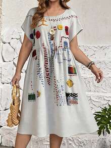 Rusticease Robe de vacances décontractée à imprimé coloré grande taille - Multicolore - Voir 7