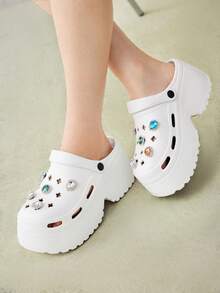 Cuccoo Women's Fashion Removable Rhinestone Perforated Sandals Spring Shoes Spring Break Easter For Casual Beach Style For Christmas Summer - White - View 6