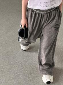 DAZY Quần ống rộng, cạp chun, in chữ dành cho bé trai tuổi teen. - Màu Khaki - Xem 1