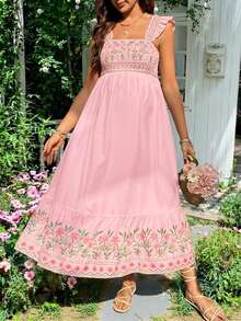 Lyckli Vestido casual de maternidad con estampado floral sin mangas - Rosa Pálido - Ver 8
