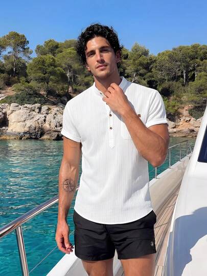 Manfinity RSRT 男士纯色简约日常短袖衬衫