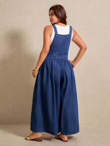 Elaquor Peto vaquero informal de talla grande - Azul lavado medio - Ver 3