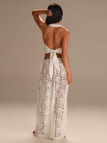 Athîral Women's Casual Lace Pants For Summer - White - View 4