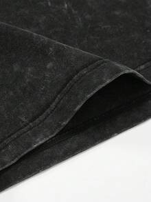 ROMWE MEN Street Life 雪洗印花圆领短袖T恤 - 黑色 - 查看 6