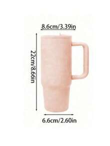 蜜桃粉色 - 20/30/40盎司不锈钢保温杯，带手柄和可折叠吸管，双层真空隔热，冷热饮皆宜，简约旅行杯 - 杏粉色 - 查看 9