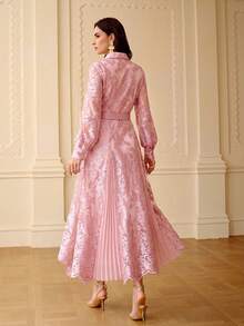 ZEYLAH Đầm dài dáng chữ A thanh lịch, lãng mạn, thêu họa tiết, thích hợp cho mùa xuân/hè. - Hồng - Xem 3