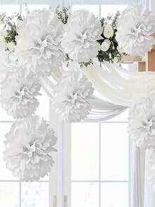 18PCS White/GreenPaper Flower Balls, Green Paper Flower Balls, Wedding Arch Decor Hanging Ornaments, Wedding Table Centerpiece Decorations, Ceiling Decor, Party Background Decorative Balls, Suitable For Wedding Venue Decor, Holiday Decor, Party Decorations - Multicolor - View 4